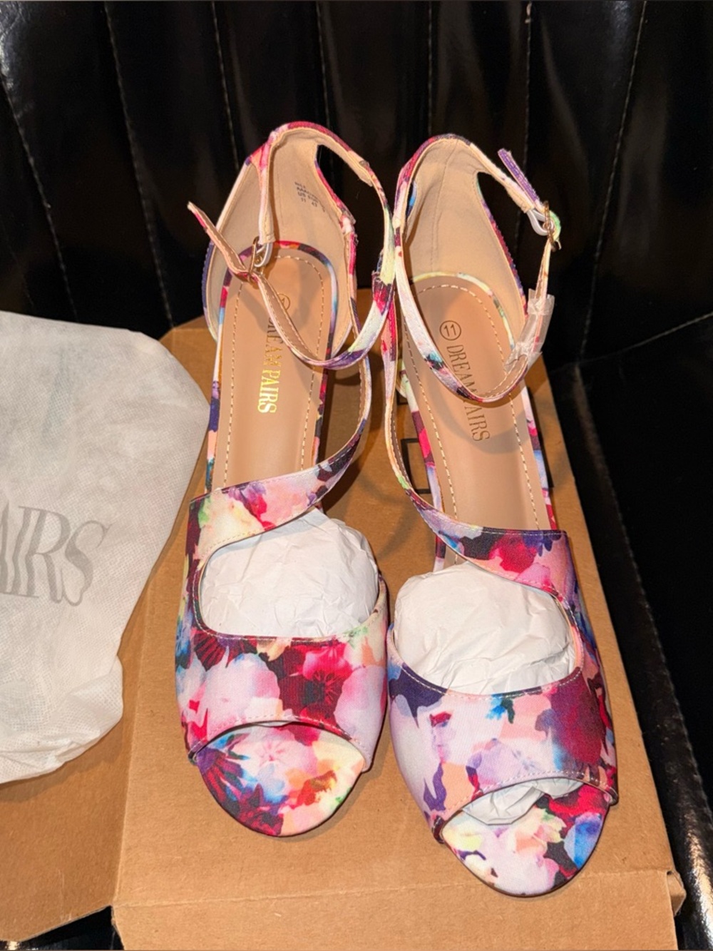 Dream Pairs Floral Multicolor Open-Toe Heels